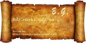Bánszki Géza névjegykártya