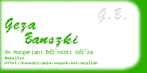 geza banszki business card